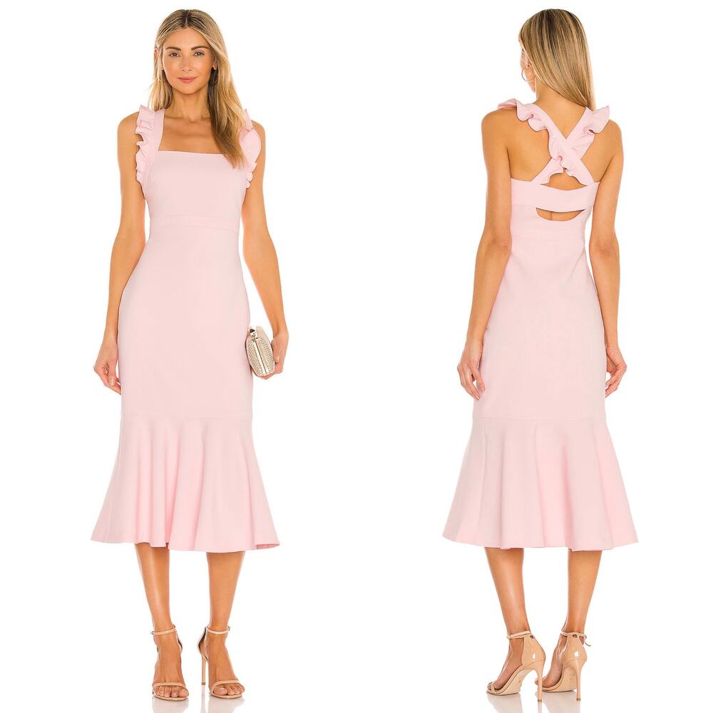 Likely Hara Ruffle Midi Dress In Rose Shadow